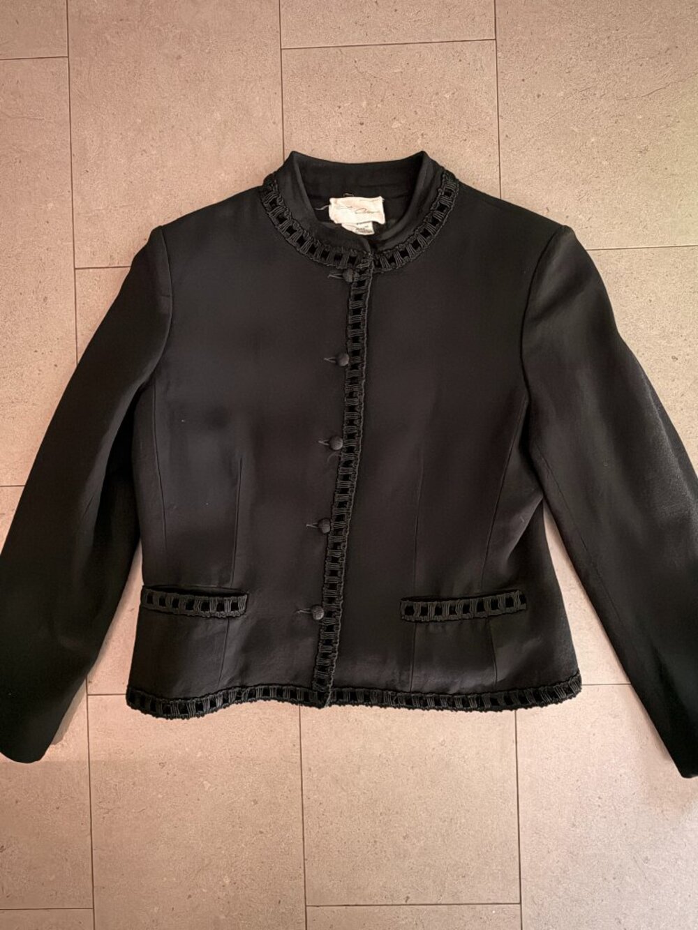 Vintage 70s/80s black wool dress jacket Blazer -"The Room" Simpsons-Large